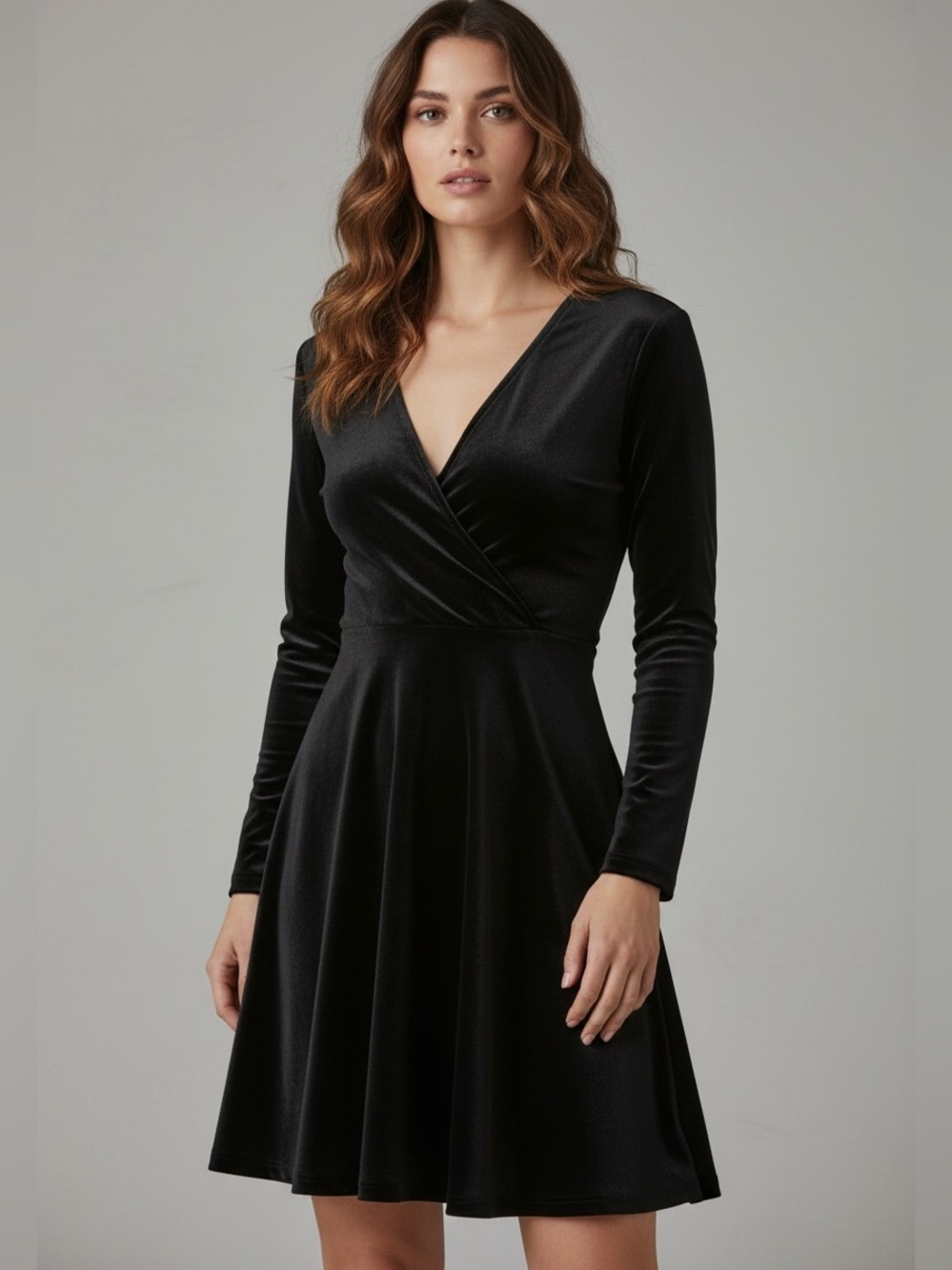 Express Black Corduroy Long-Sleeve Mini Dress Small Whimsigoth, Grunge, Y2K,